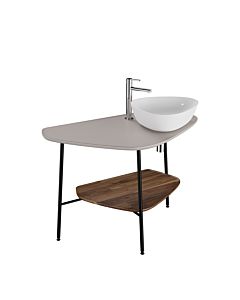 Console de lavabo VitrA Plural 62583 103,2 x 61,2 x 73 cm, à droite, étagère en noyer, plan de travail taupe mat