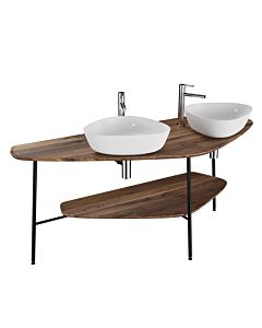 VitrA Plural Washbasin Console 64043 161.5 x 66 x 70.5 cm, Walnut, 2 cutouts left and right