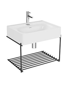 VitrA Equal Waschtisch-Set 64082 mit Waschtisch 60 cm, weiß hochglanz VC, mit Ablage Metall schwarz matt