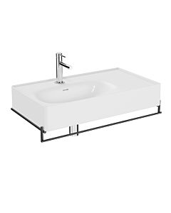 VitrA Equal vanity set 64083 with asymmetrical 80 cm washbasin, high-gloss white VC, with matte black metal towel rail