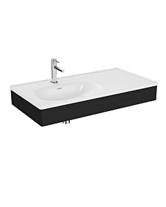 VitrA Equal Möbelwaschtisch-Set 64085 100x52cm, mit Möbelwaschtisch asymmetrisch, weiß VC, mit Holzblende schwarz-eiche Struktur