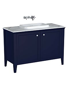 Ensemble meuble-lavabo intégré VitrA Valarte 65774 118 x 52 x 87,5 cm, 2 portes, structure en acier bleu/meuble-lavabo blanc brillant