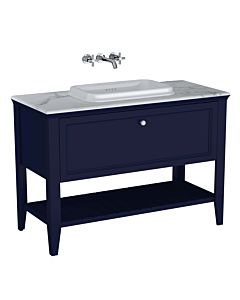 Ensemble meuble-lavabo intégré VitrA Valarte 65783 118x52x87,5cm, 1 tiroir à extension complète, structure bleu acier/vasque blanche brillante