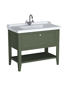 VitrA Valarte Waschtisch-Möbel-Set 65816 99,5x53x88cm, 1 Vollauszug, Korpus Vintage grün/Waschtisch weiß hochglanz