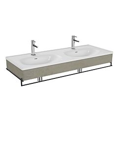 Vitra Equal double lavabo pour meuble 66044 132,5x52cm, lavabo pour meuble asymétrique, blanc , porte-serviettes , avec panneau en bois béton