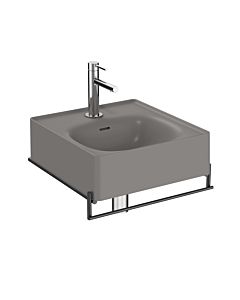 VitrA Equal Handwaschbecken-Set 66051 46,5x45,2cm, steingrau matt VC, Handtuchhalter Metall schwarz matt