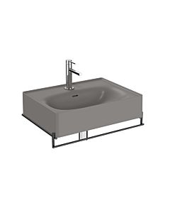 Ensemble meuble-lavabo VitrA Equal 66052 avec vasque de 60 cm, finition VC gris pierre mat, avec porte-serviettes en métal noir mat.