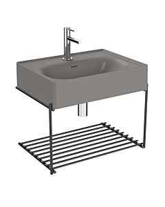 Ensemble lavabo VitrA Equal 66053 avec vasque de 60 cm, finition gris pierre mat VC, avec étagère en métal noir mat