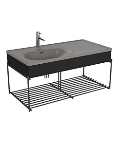 Ensemble meuble-lavabo VitrA Equal 66060 102,5 x 52 cm, meuble-lavabo asymétrique, gris pierre mat, avec panneau en chêne noir