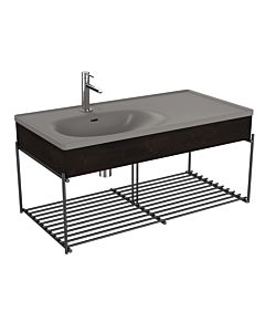 VitrA Equal Möbelwaschtisch-Set 66061 102,5x52cm, Möbelwaschtisch asymmetrisch, steingrau matt, mit Holzblende ulme