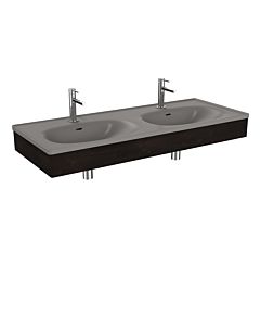 VitrA Equal Doppelmöbelwaschtisch-Set 66063 130x52cm, mit Möbelwaschtisch asymmetrisch, steingrau matt, mit Holzblende ulme