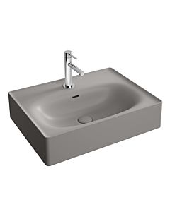 VitrA Equal Aufsatz-Waschtisch 7241B476-0631 60x45cm, Hahnloch/Überlaufschlitz, geschliffen, steingrau matt VC