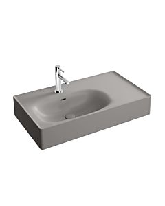 Lavabo VitrA Equal 7242B476-0001 80x45cm, trou de robinetterie/trop-plein, vasque à gauche, étagère à droite, finition VC gris pierre mat
