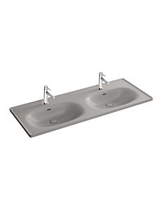 VitrA Equal Doppel-Möbelwaschtisch 7244B476-0001 130x52cm, Hahnloch/Überlaufschlitz, steingrau matt VC