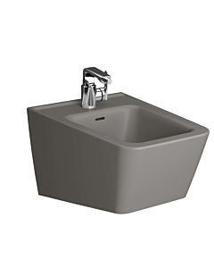 VitrA Equal wall-mounted bidet 7246B476-0288 39.5x54cm, tap hole in the center/overflow slot, stone grey matt VC
