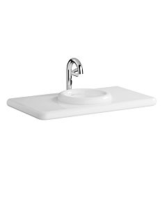 VitrA Liquid Waschtisch-Konsolenplatte 7310B403-1826 100x55x6cm, 1 Beckenausschnitt mittig, weiß hochglanz VC, 1 Hahnloch mittig Becken hinten