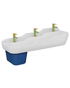 VitrA Sento Kids Row Washbasin 7352B003-1741 125x40cm, 3 heights, each with 1 tap hole in the middle, white high gloss, without overflow