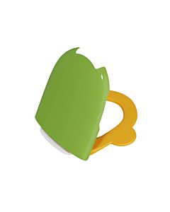 VitrA Sento Kids toilet seat 133-101-009 with side handles, high-gloss white hinges, green lid, yellow seat ring