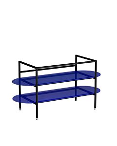 VitrA Liquid vanity unit 66738 125x49.5x66cm, with glass shelf, body black matt/glass shelf blue