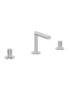 VitrA Origin two-handle basin mixer tap A42583, 127mm projection, without waste fitting, three-hole mounting, chrome