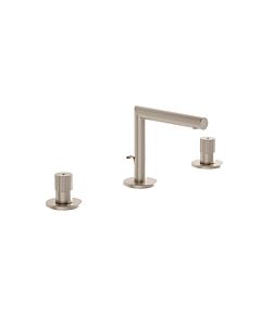 Mitigeur lavabo VitrA Origin à deux poignées A4259534, saillie de 127 mm, avec bonde, montage trois trous, nickel brossé