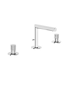 VitrA Origin two-handle basin mixer tap A42595, 127mm projection, with waste fitting, three-hole mounting, chrome