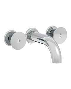 Ensemble VitrA Liquid pré-assemblé A42690, mitigeur lavabo encastré à deux poignées, court, chromé