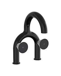 VitrA Liquid Zweigriff-Waschtischarmatur A4274739 Ausladung 175mm, Zweilochmontage, ohne Ablaufgarnitur, schwarz hochglanz