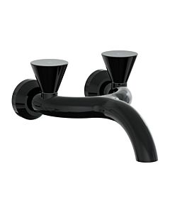 Mitigeur lavabo VitrA Liquid à deux poignées A4274839, saillie 240 mm, fixation murale, noir brillant