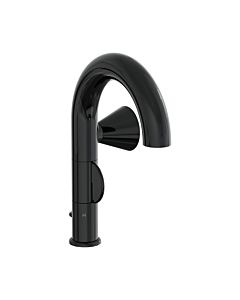 Mitigeur lavabo monocommande VitrA Liquid A4275039, saillie 175 mm, installation monotrou, avec bonde G 1 1/4, noir brillant