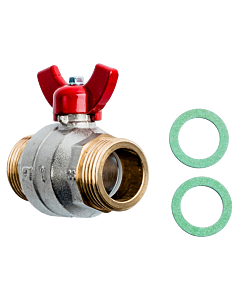 Wolf robinet à tournant sphérique G1&quot; AG/AG rouge 2074725 pour eau douce et bornes de recharge