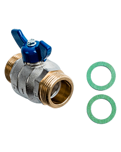 Wolf robinet à tournant sphérique G1&quot; AG/AG bleu 2074726 pour eau douce et bornes de recharge