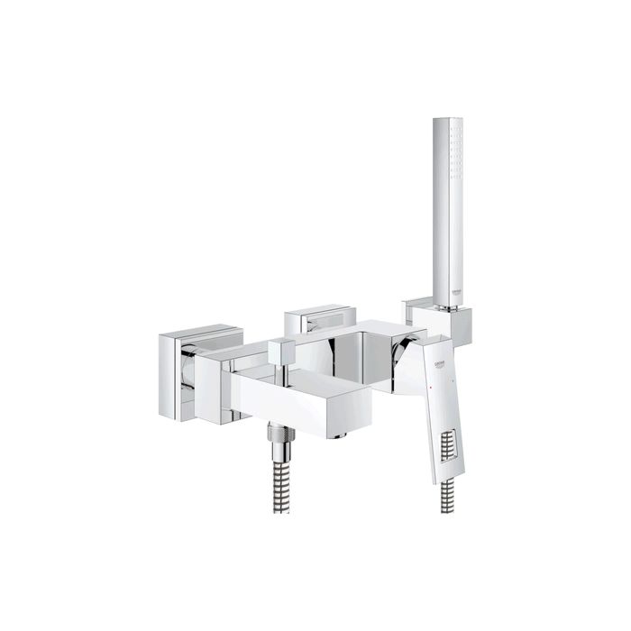 Grohe Eurocube Wannenarmatur 23141000 Aufputz, mit Brausegarnitur Euphoria Cube, chrom
