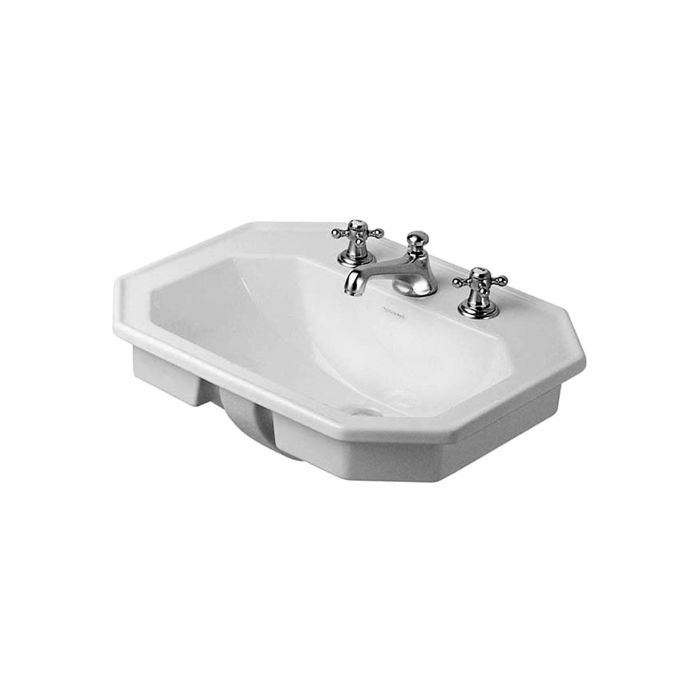 Duravit Serie 1930 Built In Washbasin 0476580030 3 Tap Holes Installation From Above White - Bathroom Vanity 3 Tap Holes
