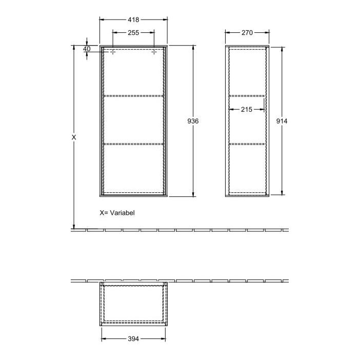 Villeroy Boch Finion Side Cabinet F56000gf 41 8x93 6x27cm