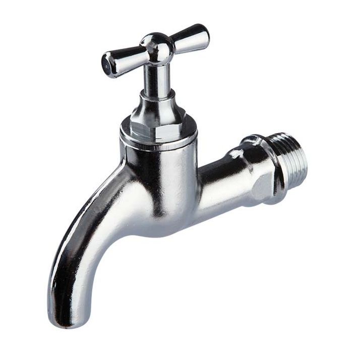 MegaHaustechnik Auslaufventil Messing Verchromt 3/4 Zoll AG - Mit Gardena Anschluss Für Garten & Haus