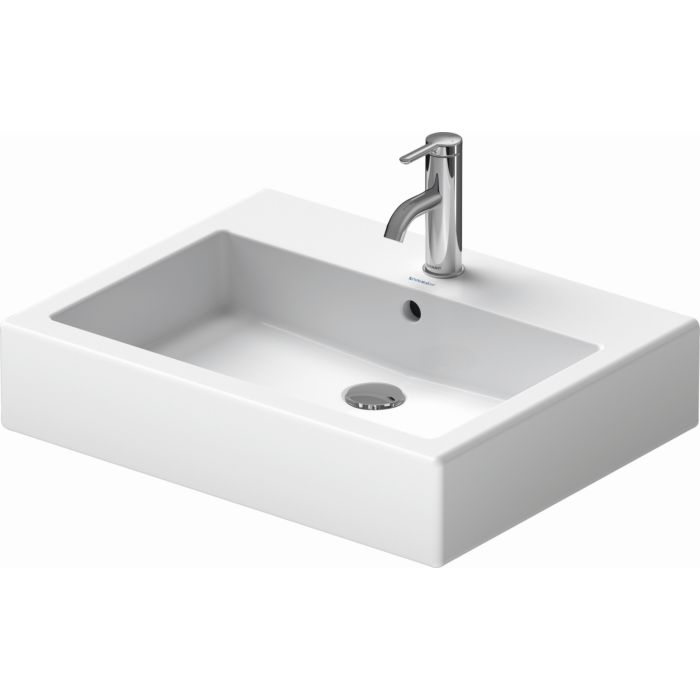 x tap hole white, 47 60 with and Duravit Vero cm, 0454600000 washstand overflow