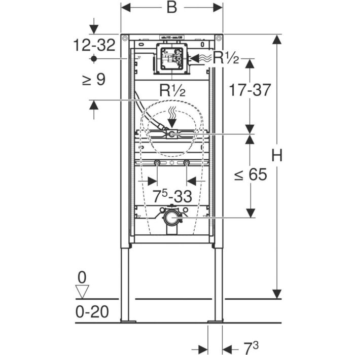 Geberit Duofix Urinal Element 111676001 For Spray Head Height 112 130 Cm Universal