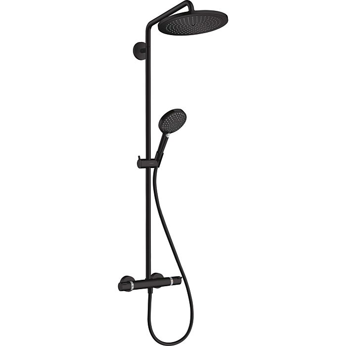 Kabelbaan peddelen Herkenning hansgrohe Croma Select S Showerpipe shower system 26890670 with thermostat  and hand shower, matt black