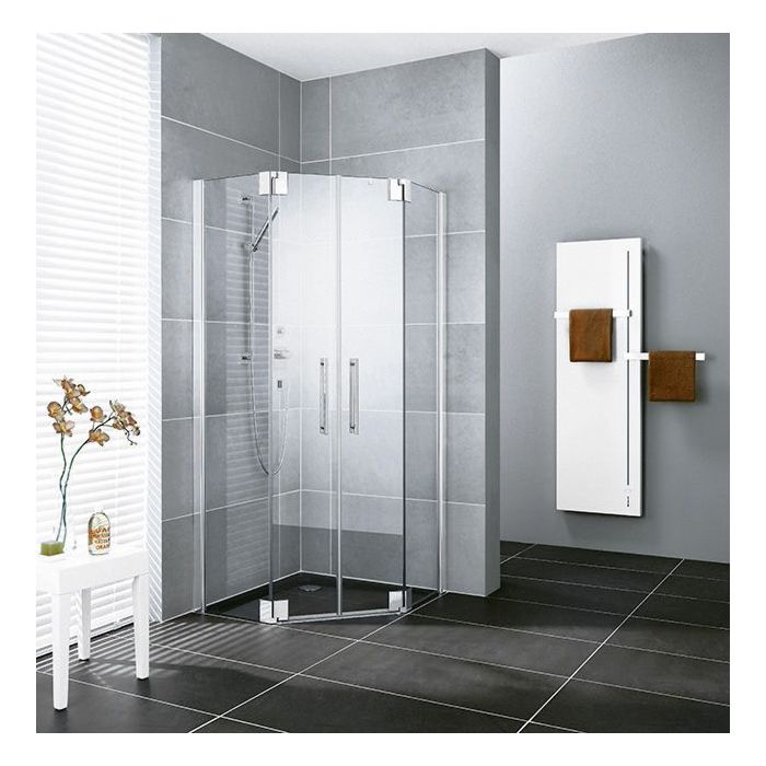 Kermi Pasa Xp Funfeck Duschkabine Pendeltur Pxf00f12181yk 90x75x185cm Silber Matt Esg Sr Opacoclean