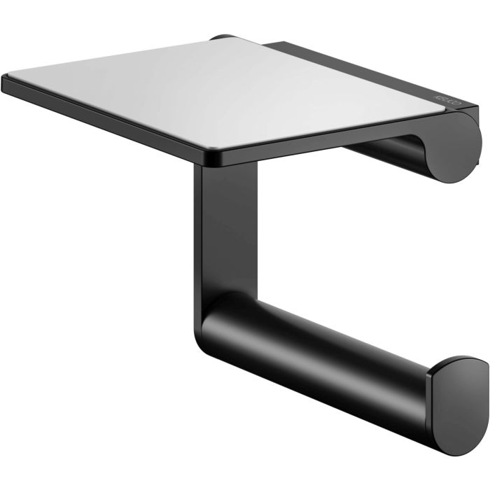 Keuco Plan Black Selection toilet roll holder 14973370000 with shelf