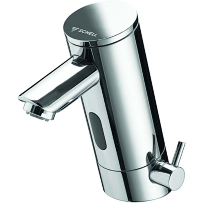 SCHELL washbasin fitting PURIS E chrome-plated, battery operation 6 V, with  mixture
