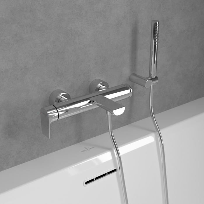 Pfister Wannen-Armatur JX8-340P – Einhebelventil Für Badewanne & Dusche, 1-Loch Montage, Schwarz/steinfarben