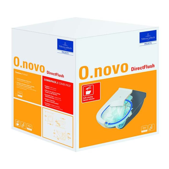 Novo Combi-Pack Set Spülrandlos mit WC Sitz Soft Close V&B Villeroy & Boch O 