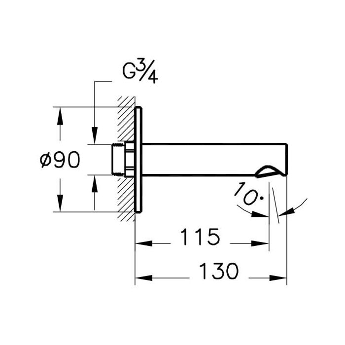 Vitra Origin bath spout A4262236 projection 115mm, wall mounting  