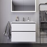 Duravit D-Neo meuble sous-vasque DE43620BD180000 81 x 46,2 cm, noir diamant/ blanc mat, tiroir 2000 , coulissant 2000
