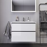 Duravit D-Neo vanity unit DE43620BD220000 81 x 46.2 cm, diamond black/white high gloss, 2000 drawer, 2000 pull-out
