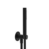Herzbach Deep Black Wannenset 23.620222.2.12 schwarz matt, mit integriertem Anschlussbogen, Stabhandbrause Messing