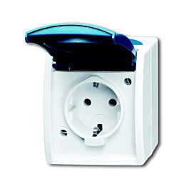 Busch Jaeger Schuko Socket 20 Ewn 53 Gray Teal With Nameplate On The Surface Ocean