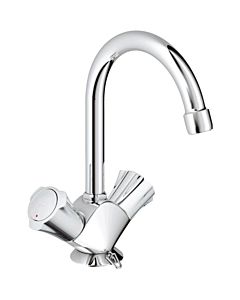 Grohe Costa 2 handle basin mixer 21374001 chrome, swiveling pipe spout, retractable chain